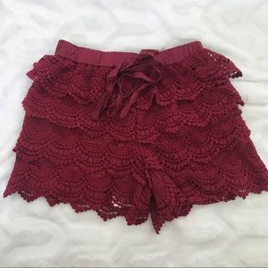 LeShop Wine Red Crocheted Shorts Size Med NWT